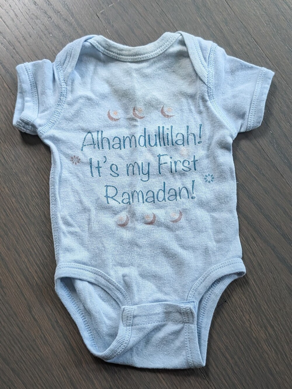 Rabbit Skins Newborn First Ramadan Bodysuit - Light Blue - 100% Cotton